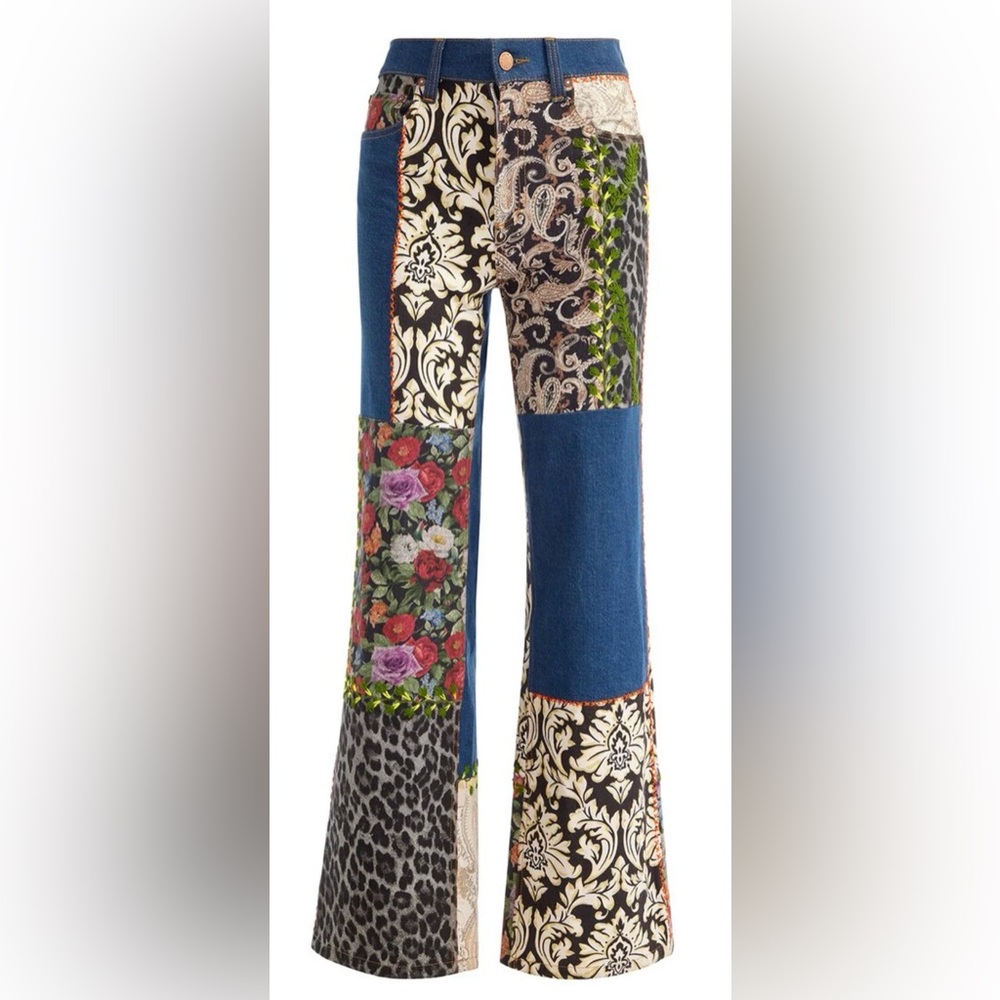 Alice + Olivia Weezy Mixed Media High Rise Wide Leg Jeans - Picture 6 of 9
